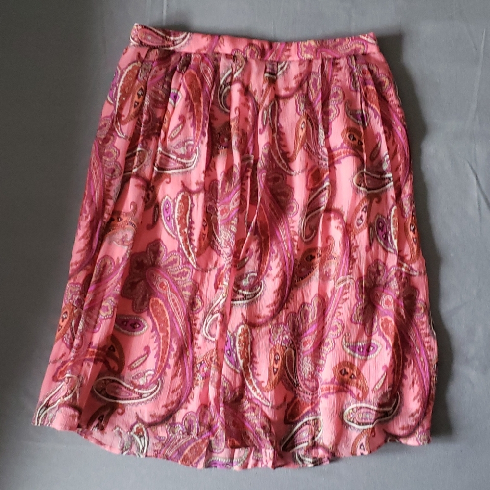 J.Crew Pleated Paisley Skirt